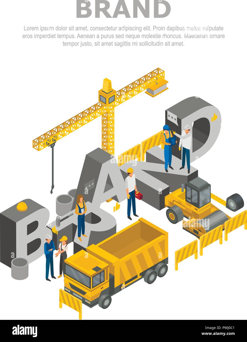 Construction brand concept background, isometric style Stock Vector