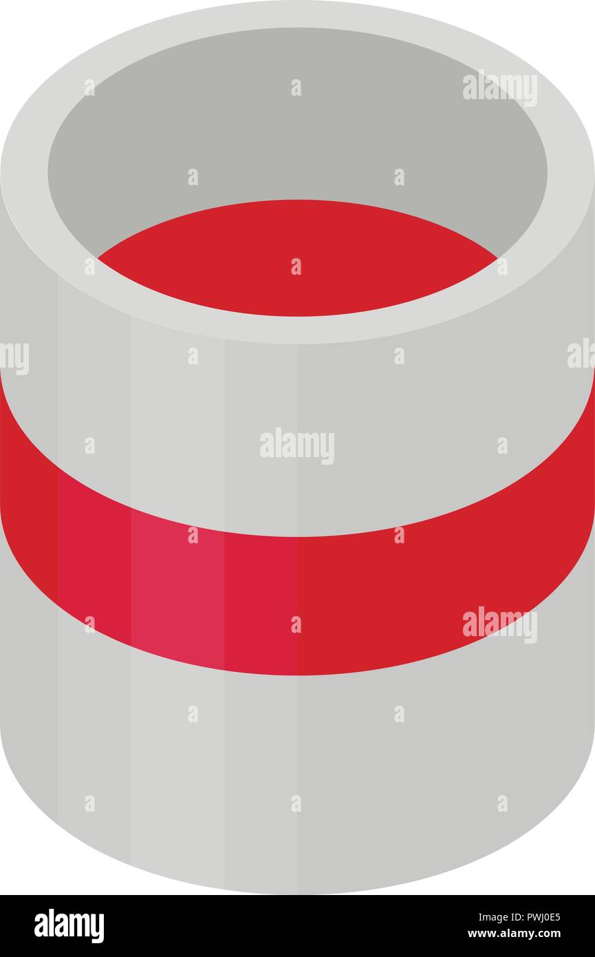 Red paint bucket icon, isometric style Stock Vector