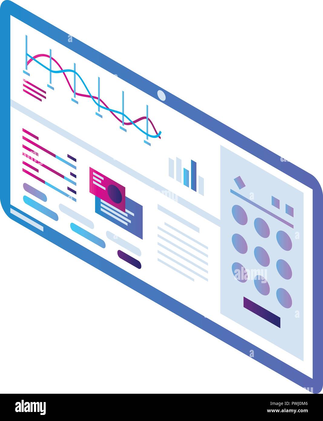 Visualization panel icon, isometric style Stock Vector