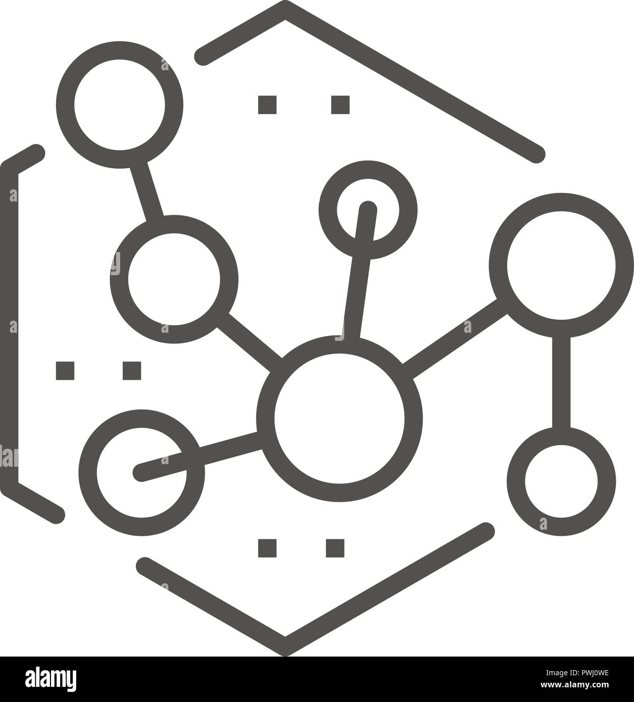 New molecule icon, outline style Stock Vector