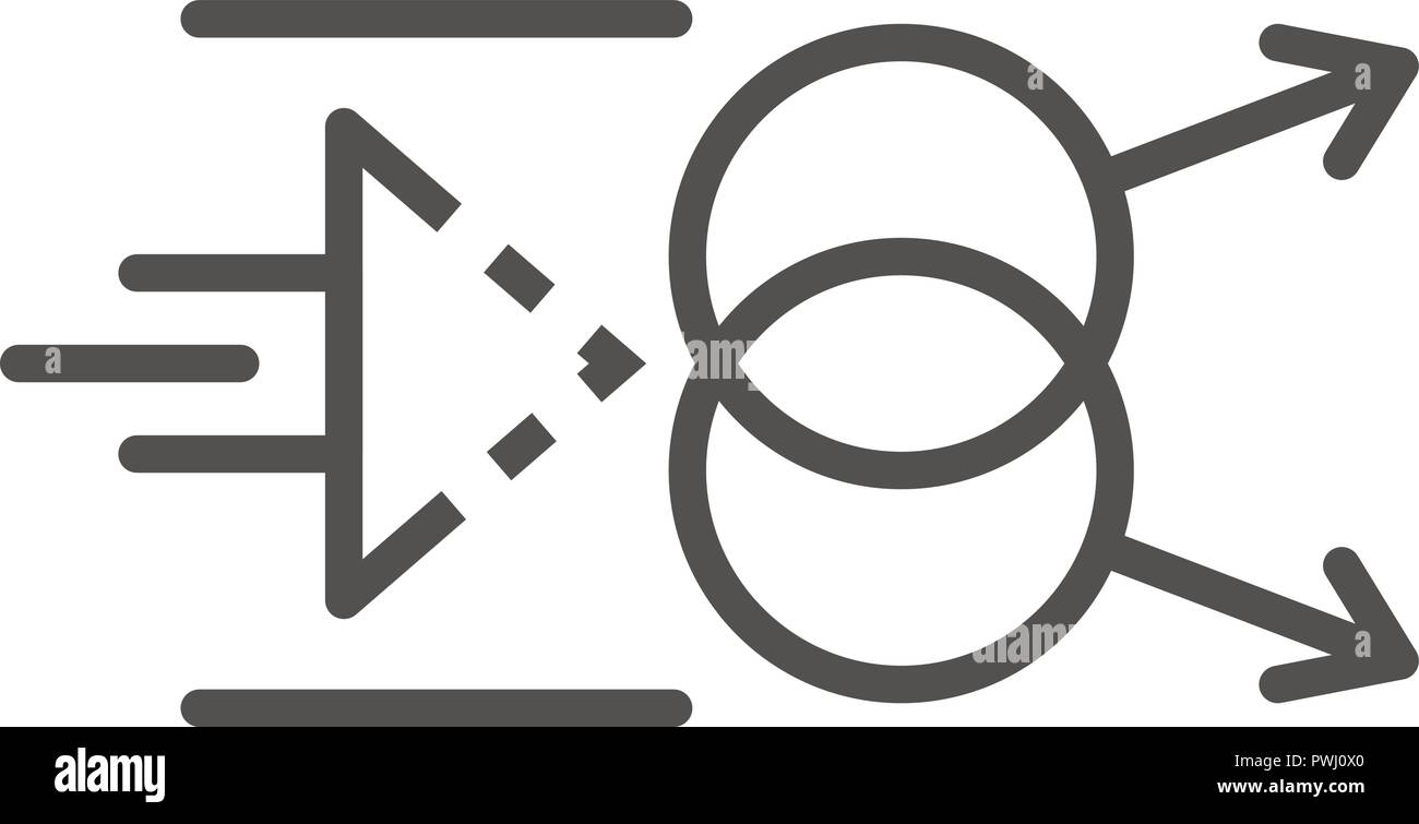 Atom distortion icon, outline style Stock Vector
