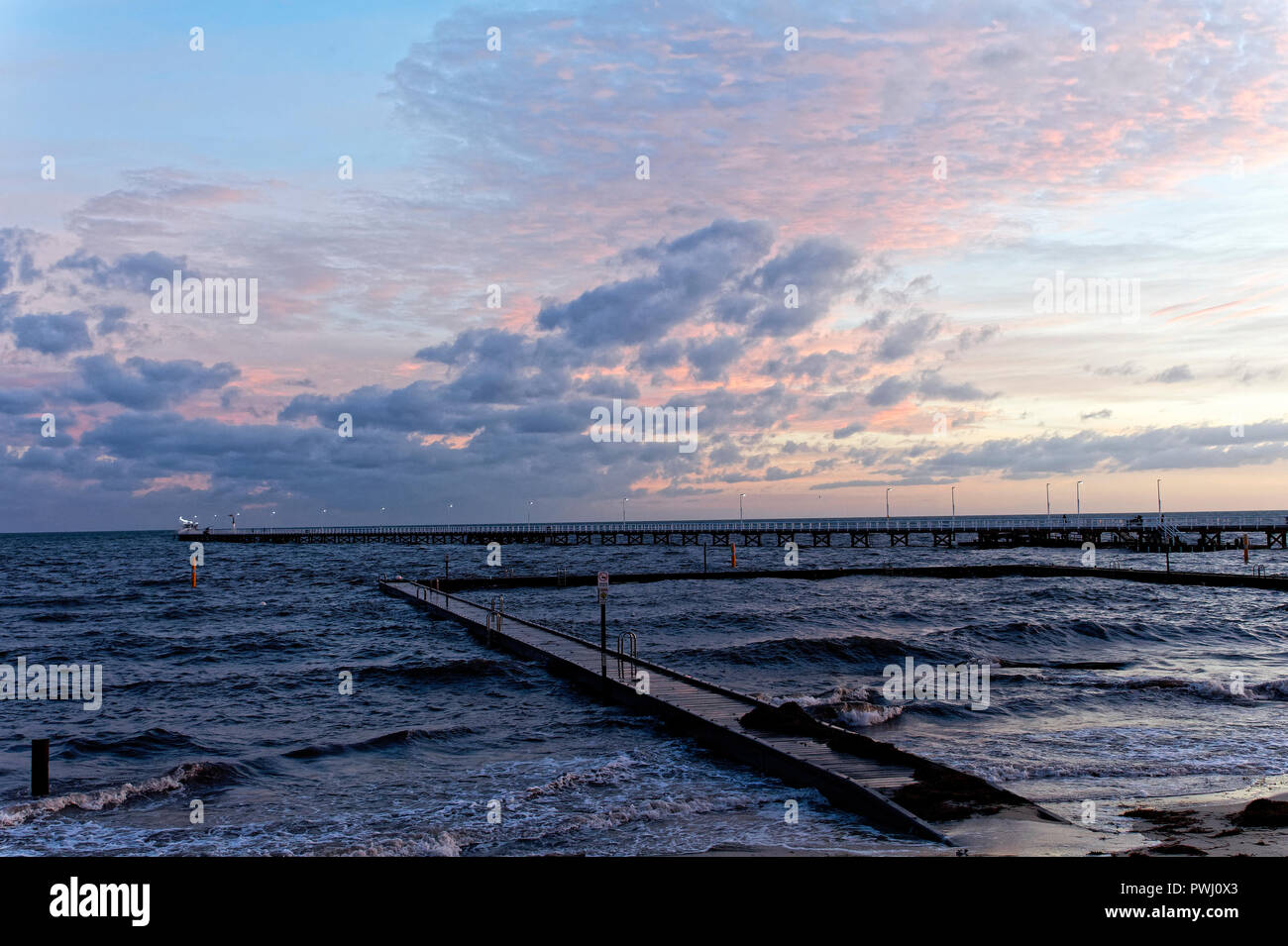 Sunrise Busselton Jetty Stock Photo