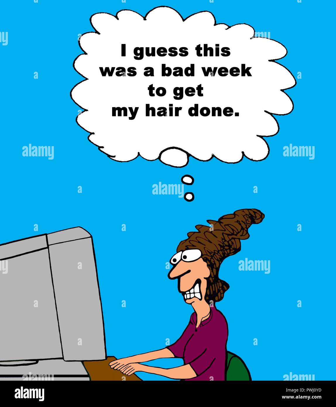 Woman has a bad hair day Stock Photo Alamy