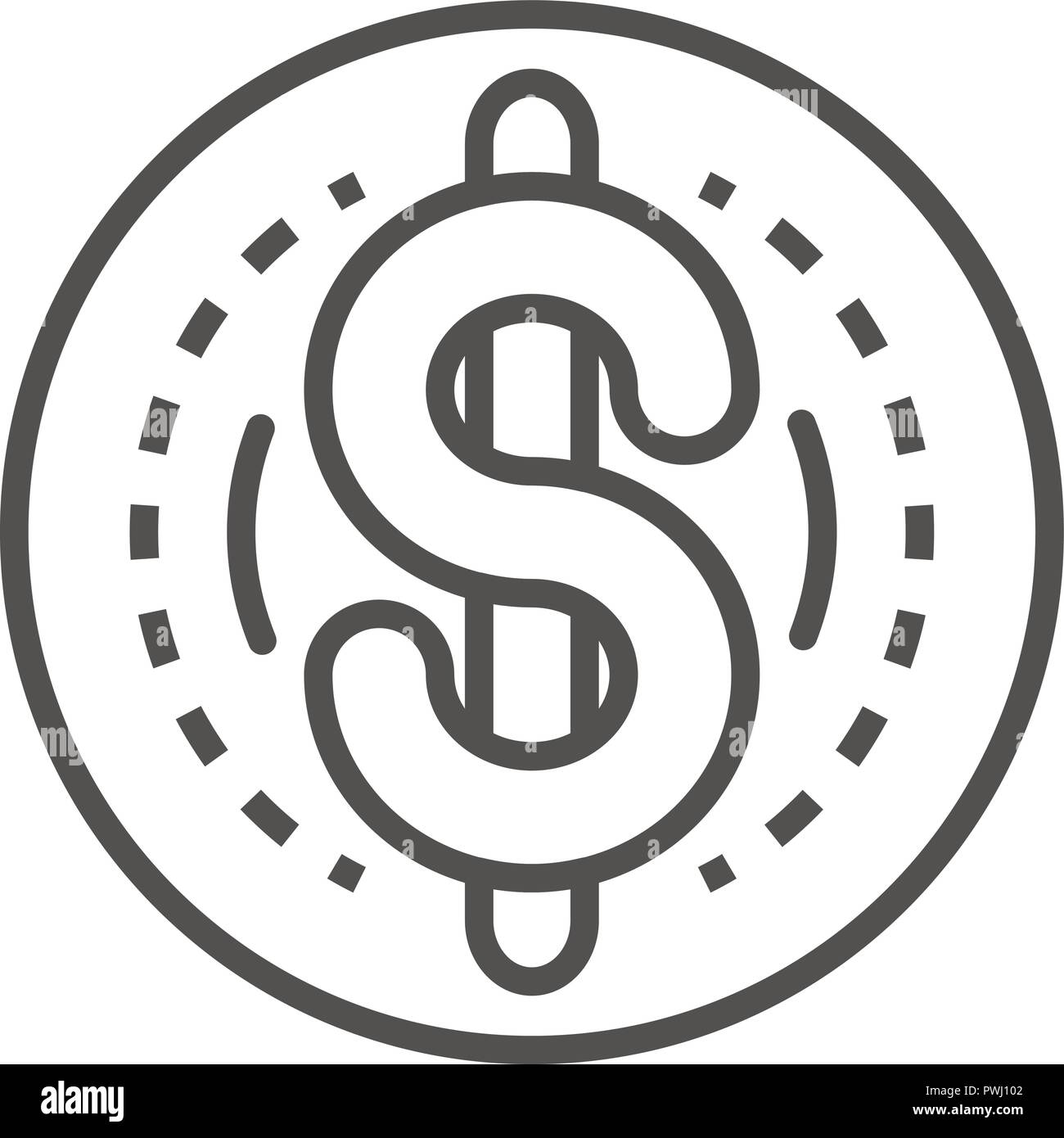 Dollar coin icon, outline style Stock Vector Image & Art - Alamy