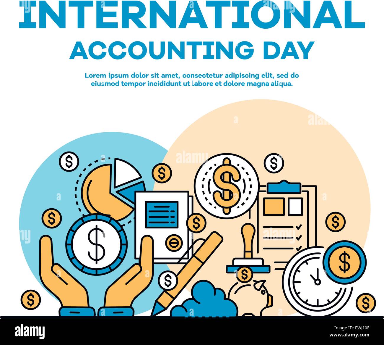 Global accounting day banner, outline style Stock Vector Image & Art