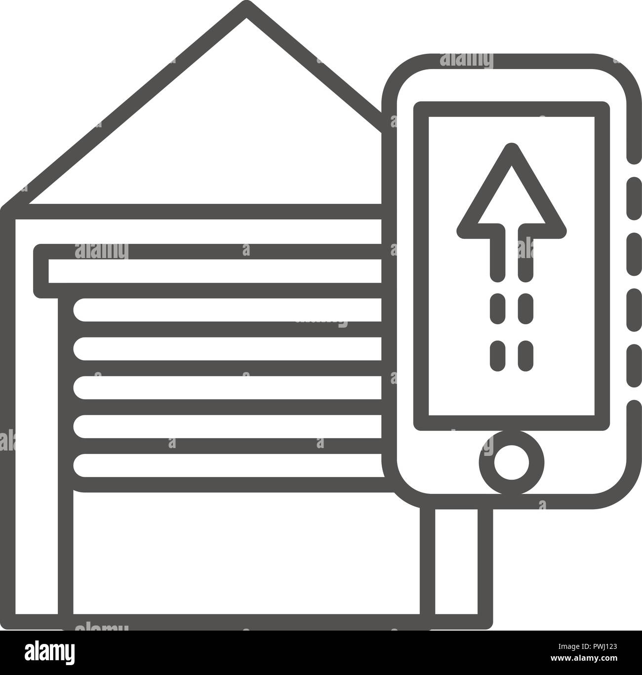 Smart open garage icon, outline style Stock Vector
