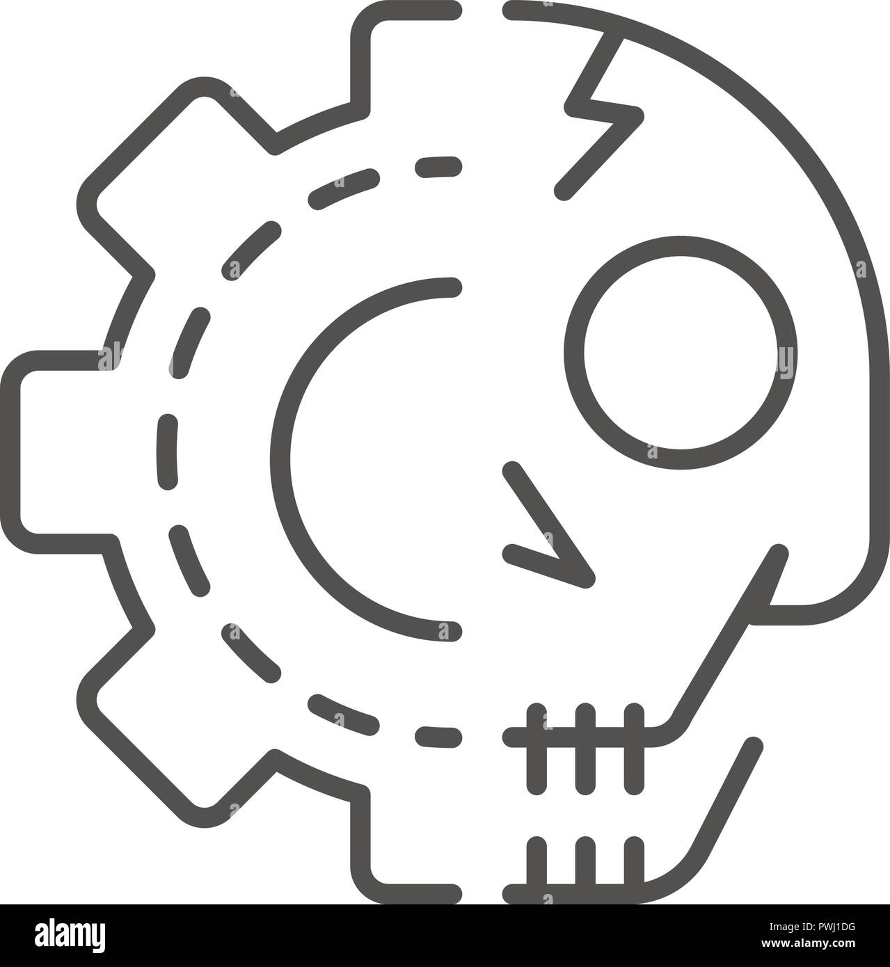 Gear skull icon, outline style Stock Vector