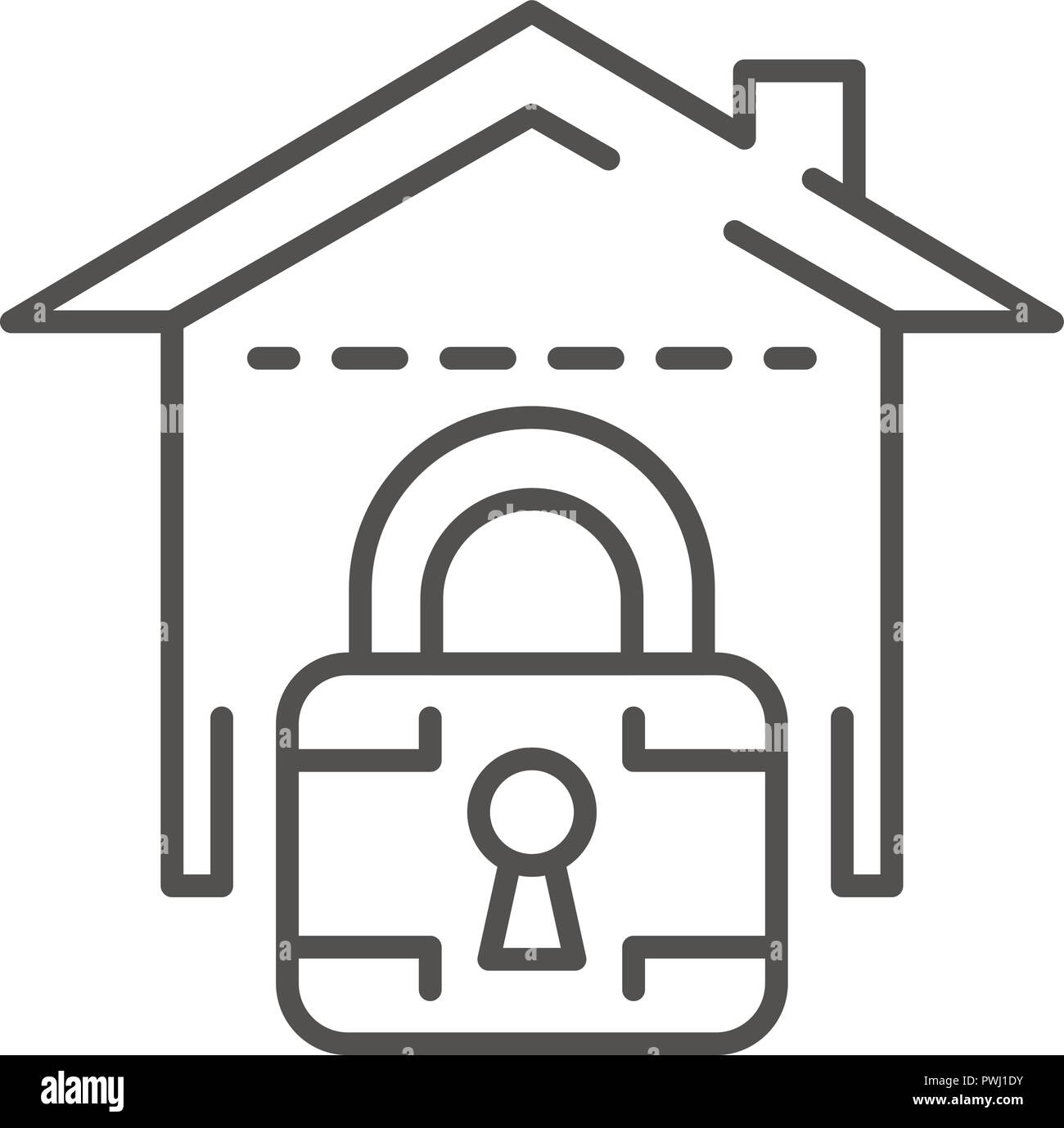 Locked smart house icon, outline style Stock Vector