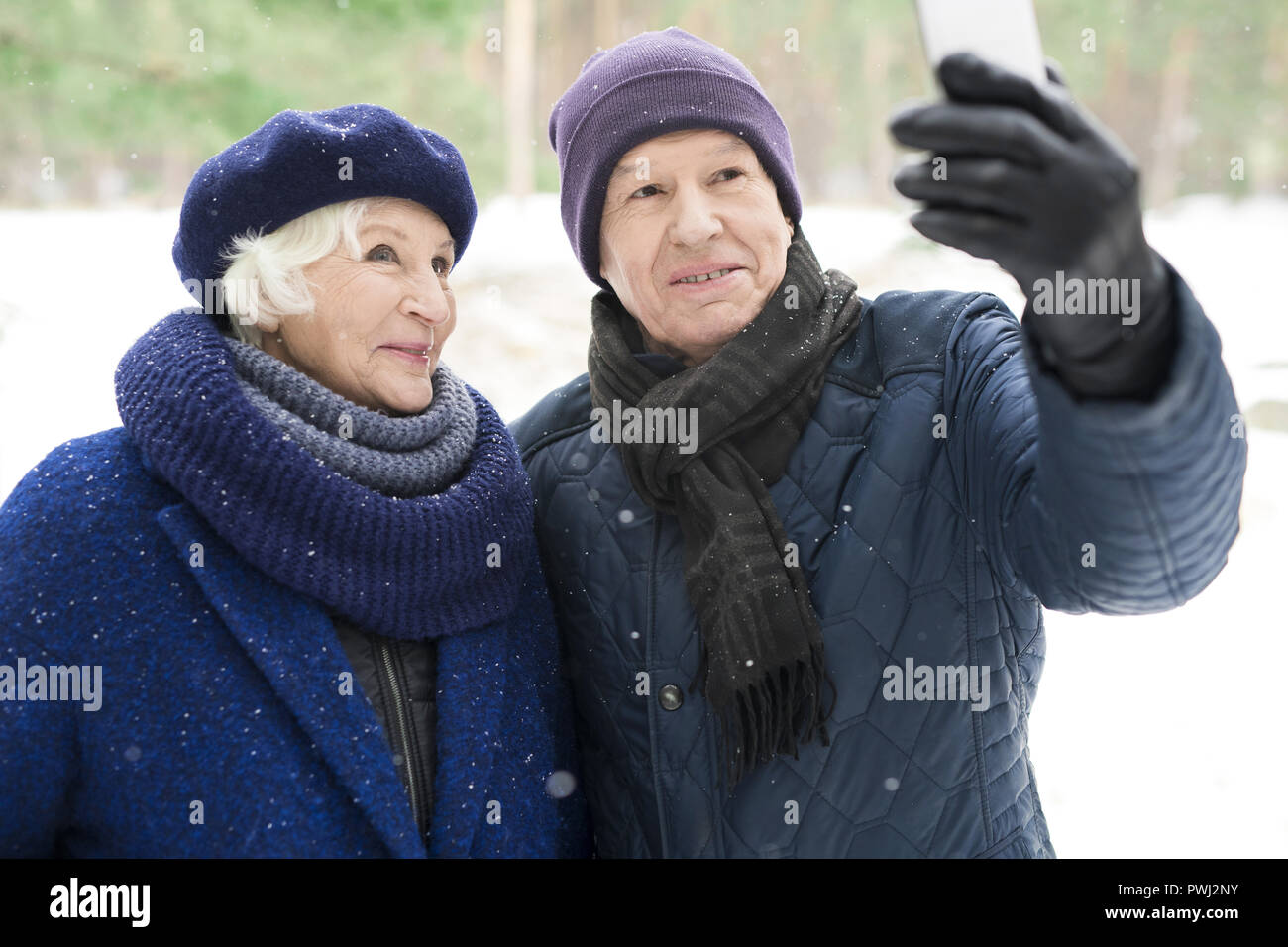 Senior Couple Taking Photo Stock Photo