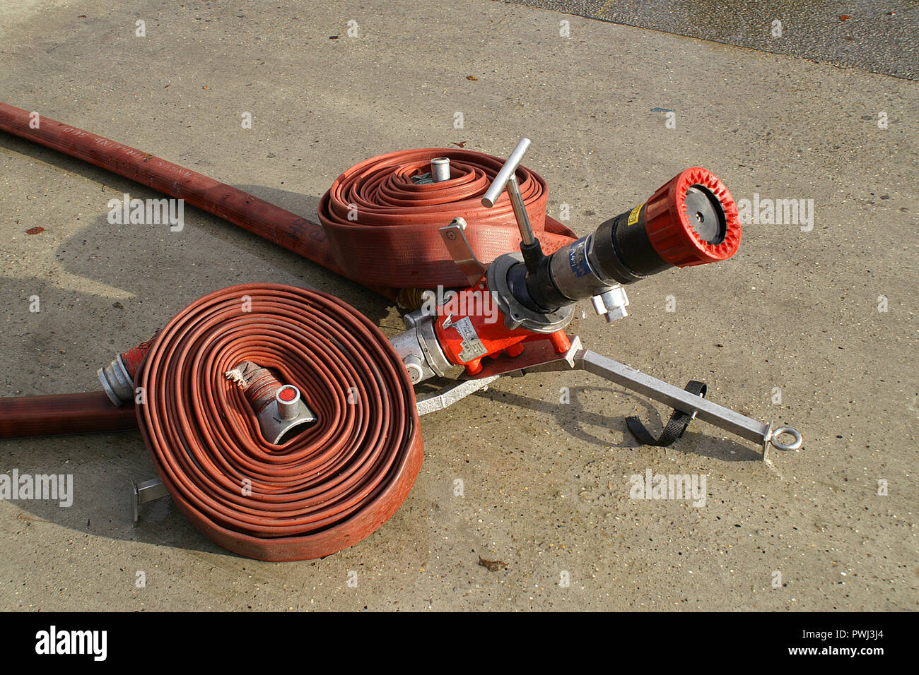 fire fighting equipment, ground monitor Stock Photo