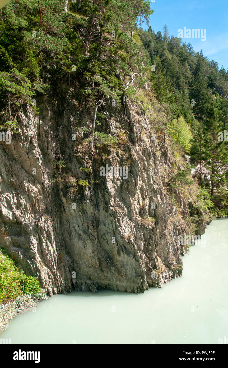 The gorge of the Inn River at Prutz, Tyrol, Austria Stock Photo