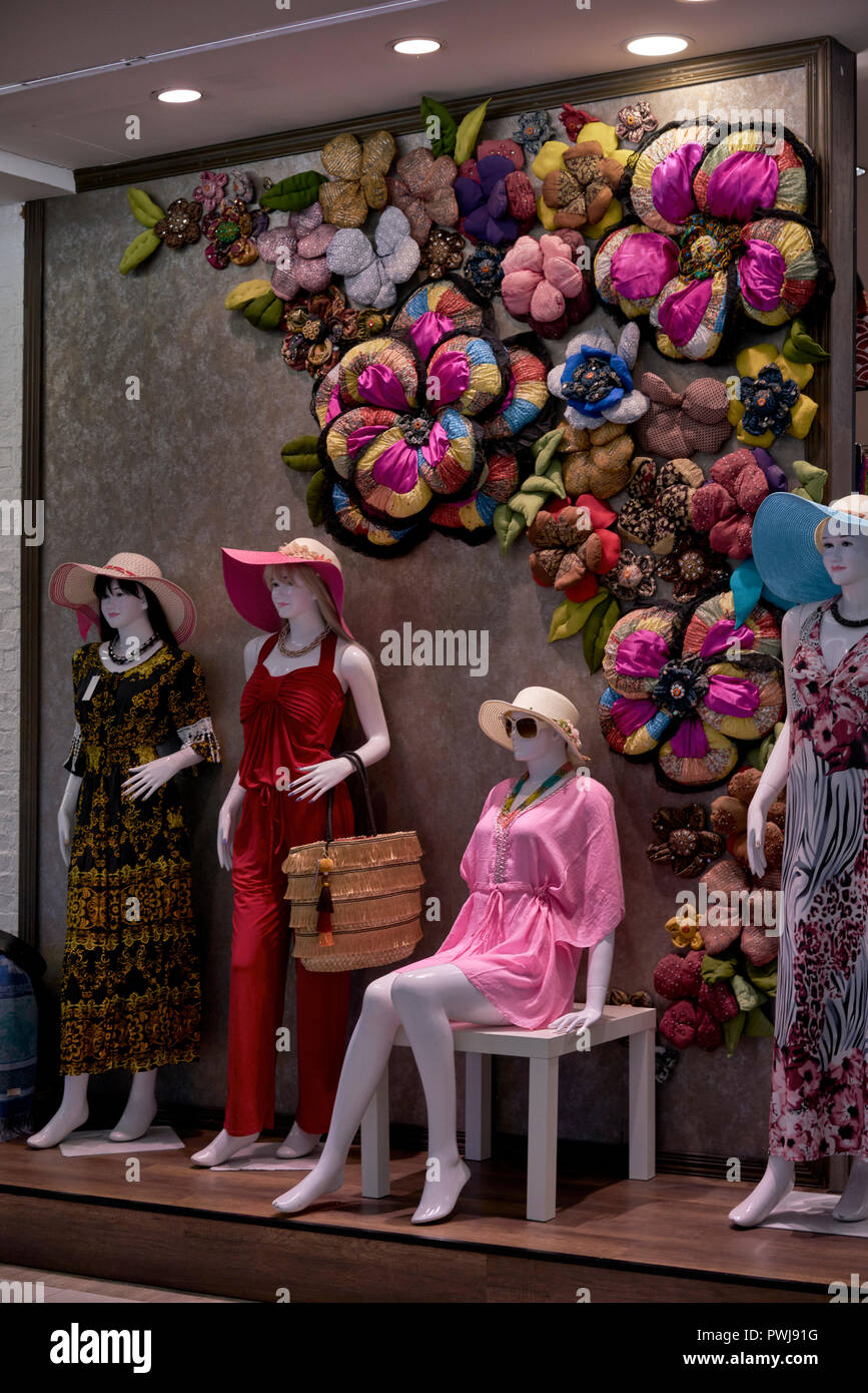 Window display. Fashion. Woman summer wear. Female clothing. Stock Photo