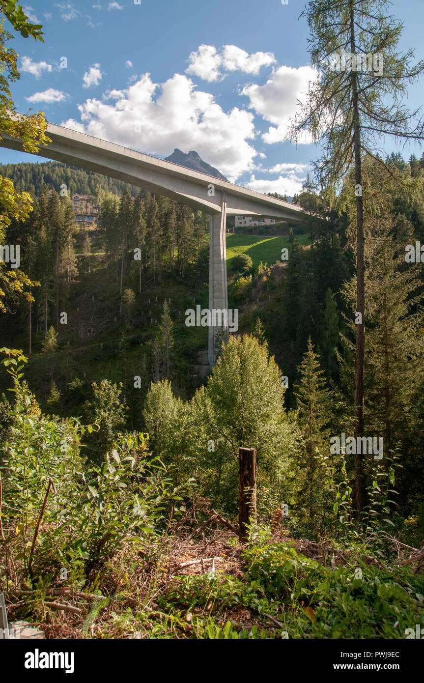 bridge of the gorge of the river Inn, near Scuol, Engadin, Switzerland Stock Photo
