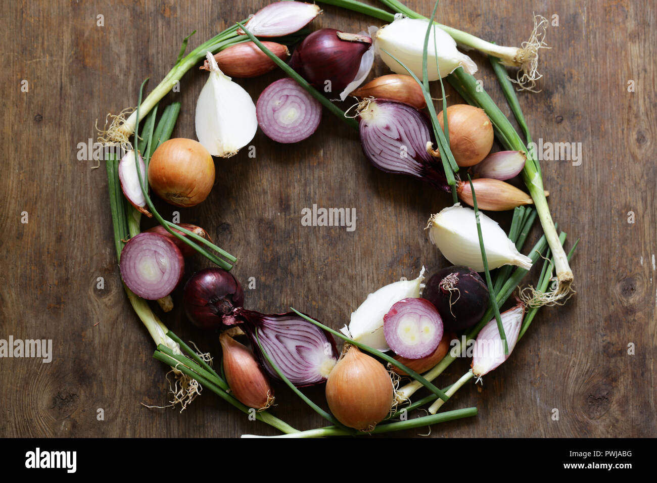 natural organic onions of different varieties Stock Photo - Alamy