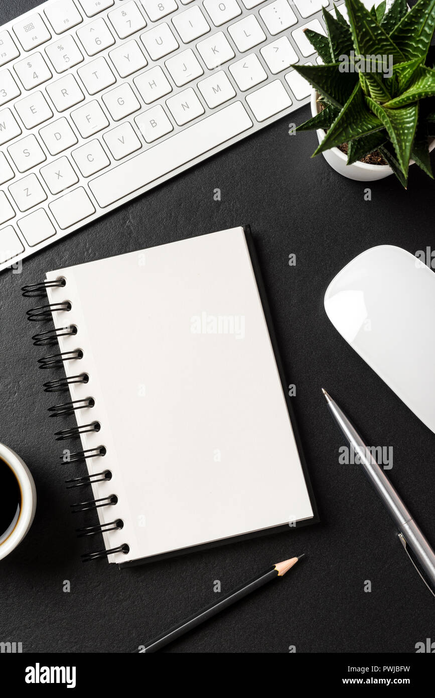 Office desktop with copy space Stock Photo
