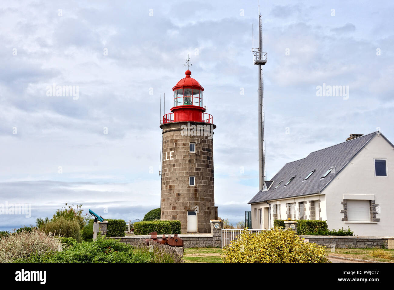Lighthouse at Granville Stock Photo