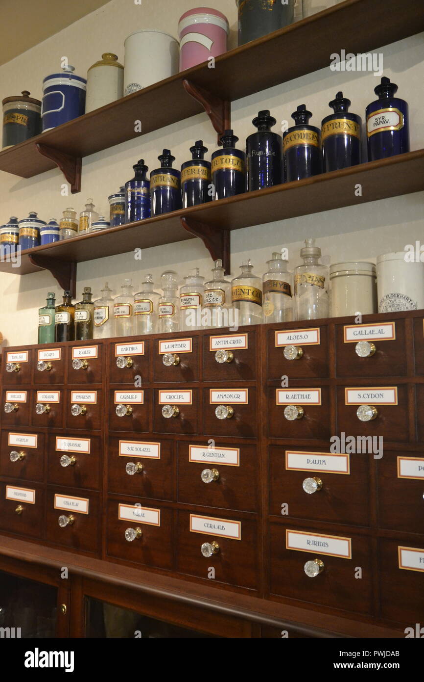 The Victorian Apothecary at George Marshall Medical Museum, Worcestershire Royal Hospital, Worcester, England, UK Stock Photo