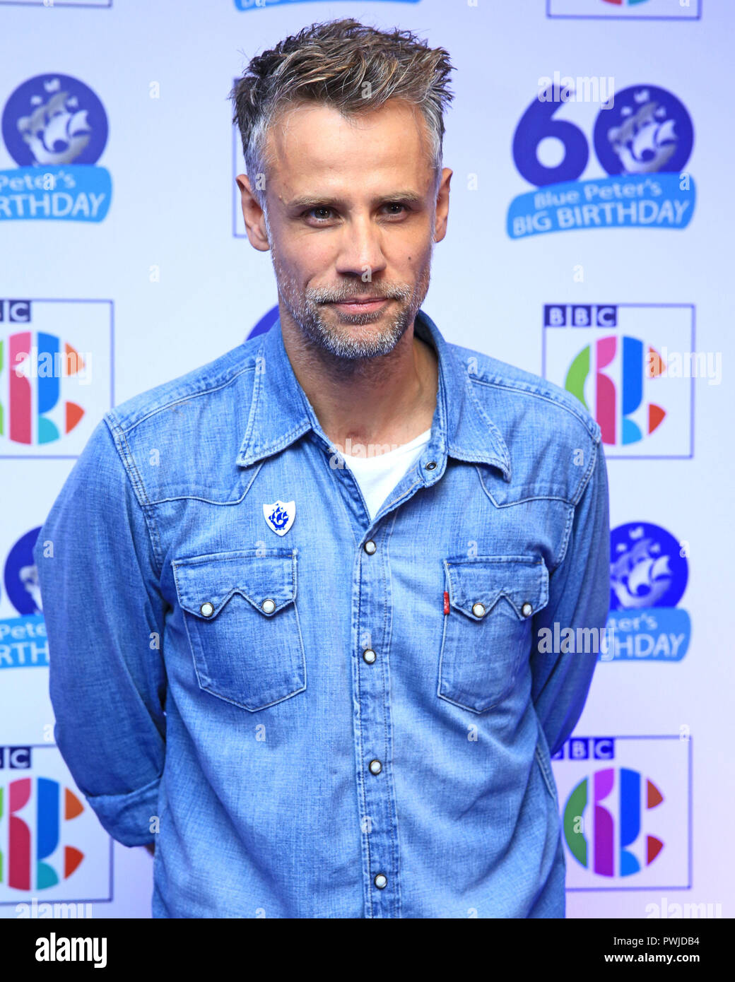Richard Bacon attends Blue Peter's Big Birthday, celebrating the show's 60th anniversary, at the BBC Philharmonic Studio at Media City UK, Salford. Stock Photo
