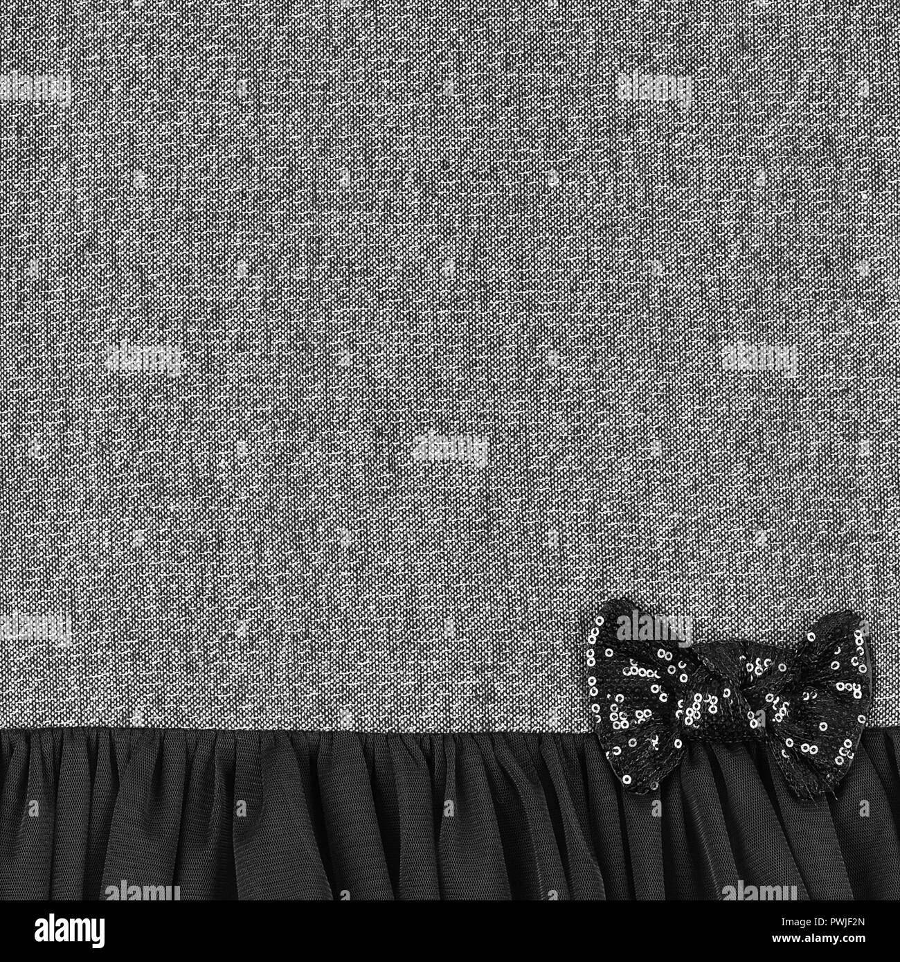 Part of dress texture in gray color  and bow Stock Photo
