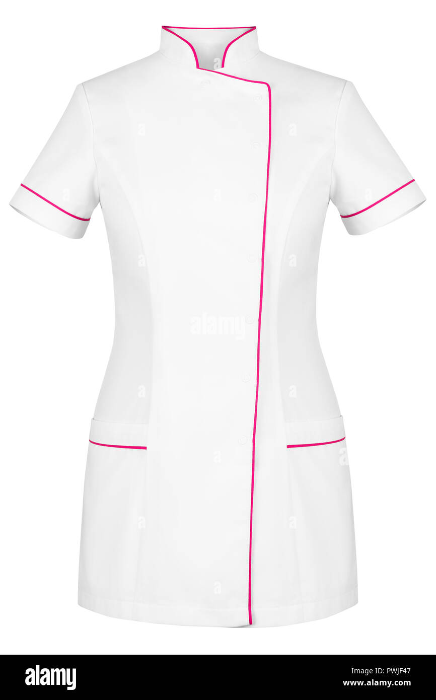 Front of white lady medical uniform isolated on white background Stock  Photo - Alamy
