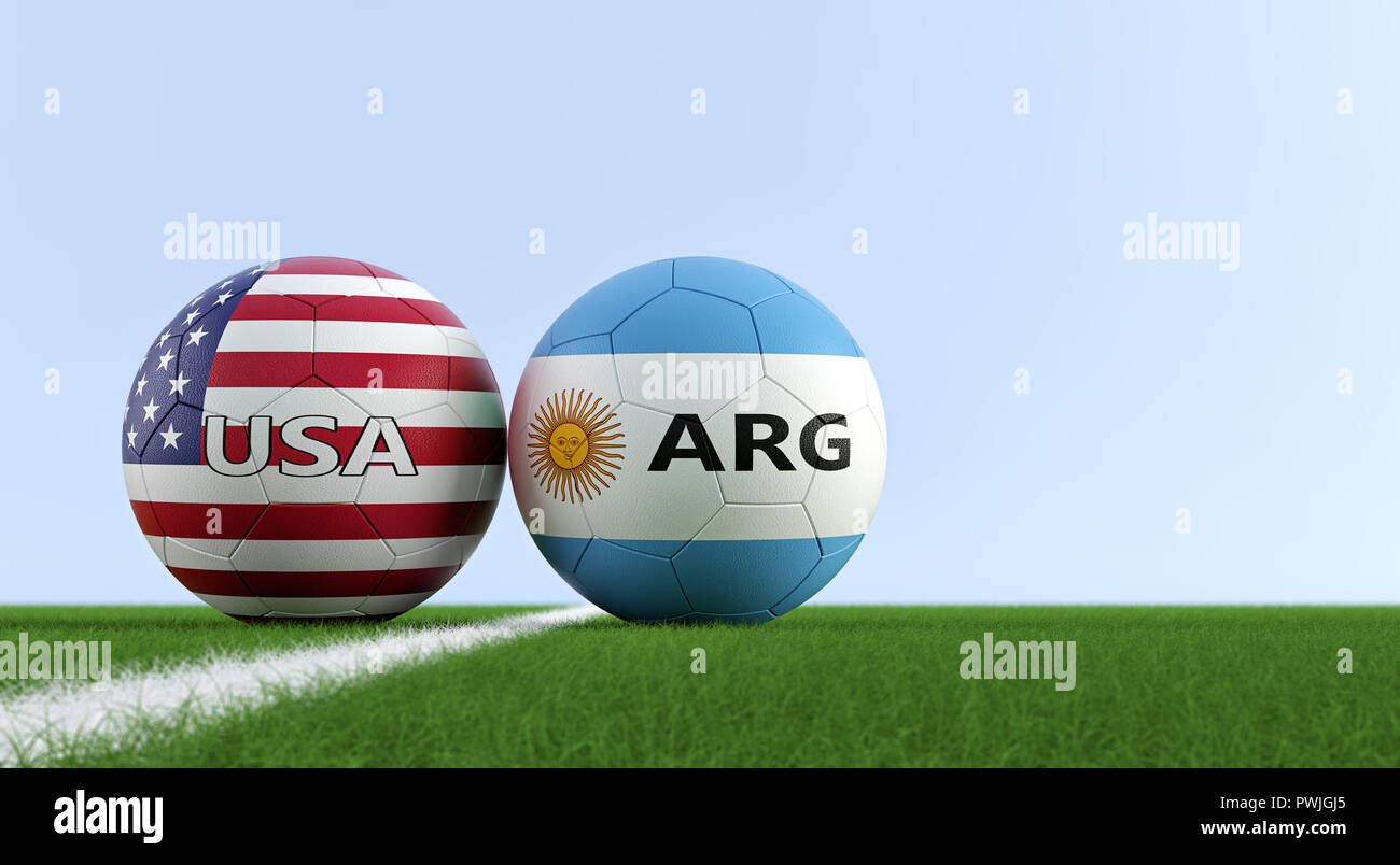 Argentina vs. USA Soccer Match Soccer balls in Argentina and USA