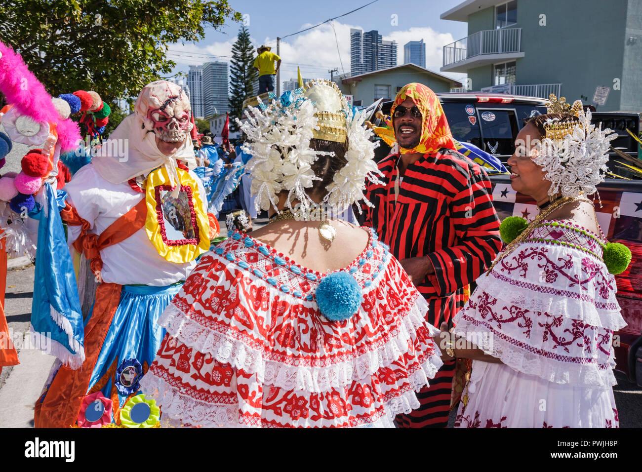 Miami Florida,Little Havana,Calle Ocho,Eighth 8th Street,Tres Reyes Magos,Three 3 Kings Day Parade,Hispanic festival,tradition,folklore,national costu Stock Photo