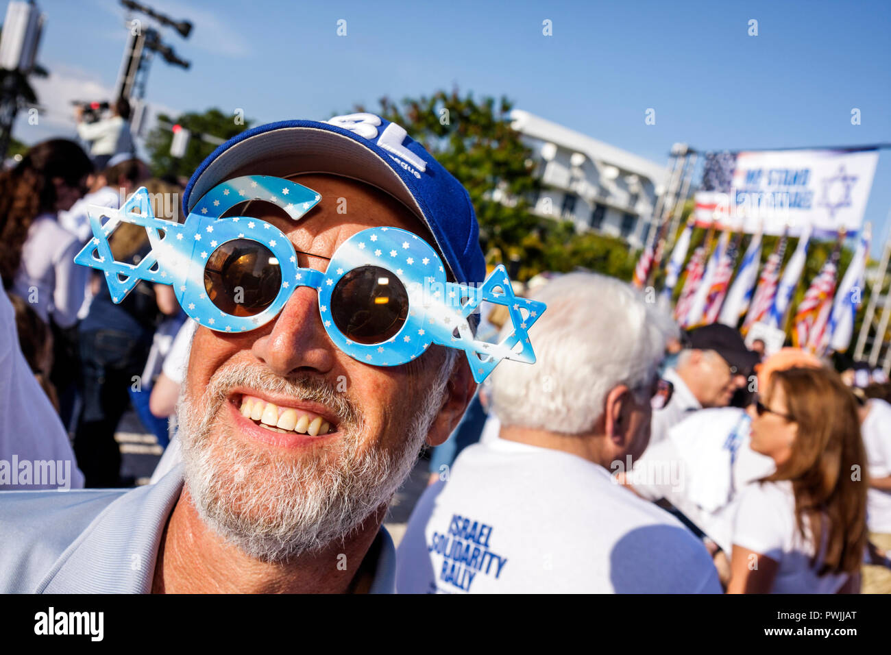 Miami Beach Florida,Holocaust Memorial,Israel Solidarity Rally,60th anniversary,Jews,Jewish state,Zionism,religion,tradition,heritage,man men male adu Stock Photo