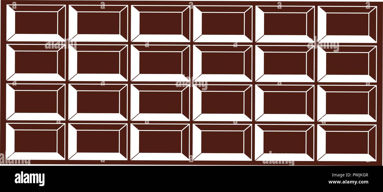 Stick of dark chocolate. Whole, bited, pieces, unfolded Stock Vector