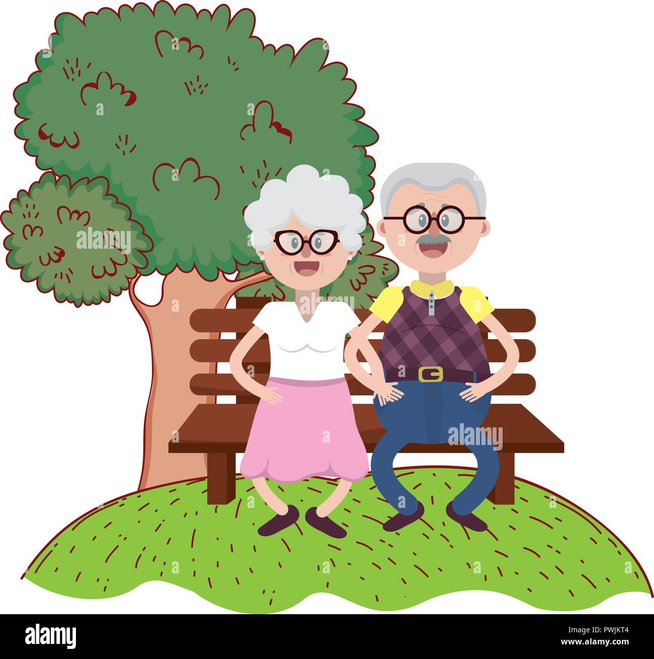 elderly couple cartoon Stock Vector