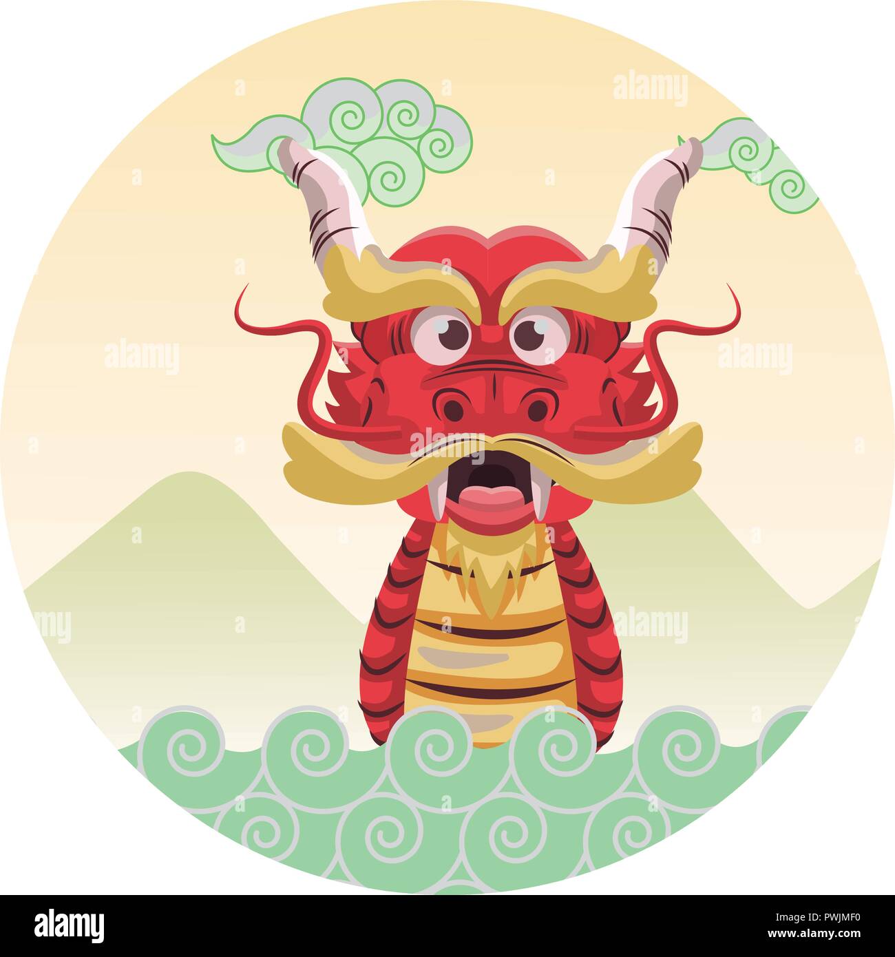 Empty Dragon boat festival cartoon round icon vector illustration ...