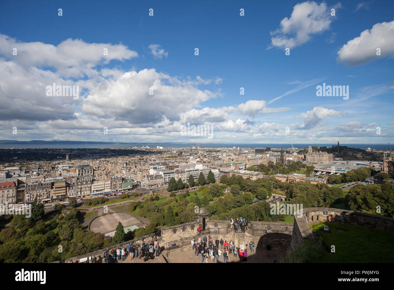 A view looking North over Princes Street from Edinburgh Castle Stock Photo