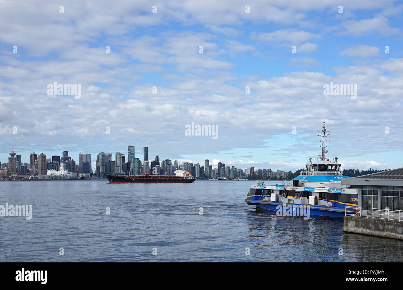 Seabus on the way to downtown Vancouver from the North Shore, Vancouver, BC, Canada Stock Photo