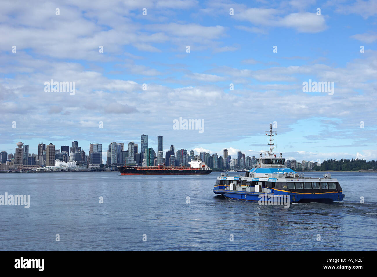 Seabus on the way to downtown Vancouver from the North Shore, Vancouver, BC, Canada Stock Photo