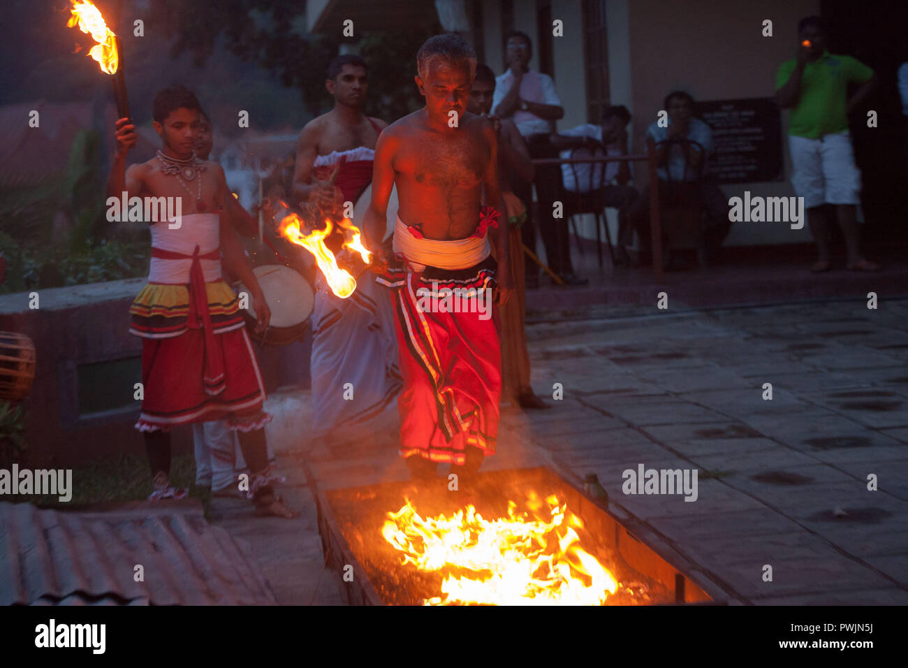 Fire walkers perform in Kandy, Sri Lanka Stock Photo