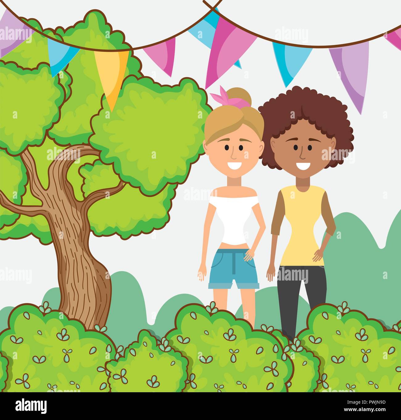 friends enjoying nature Stock Vector Image & Art - Alamy