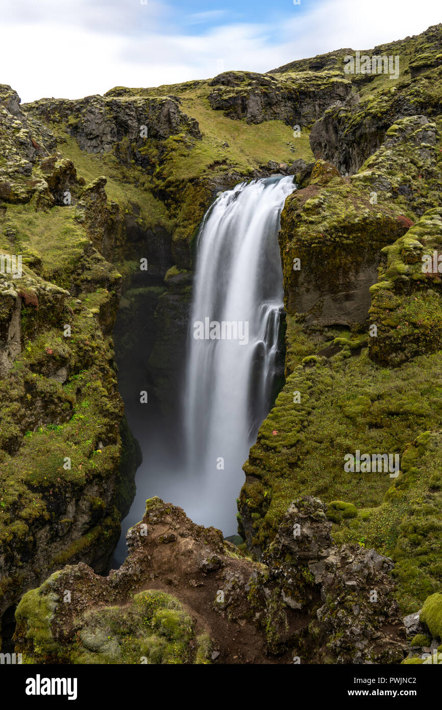 A beatuiefull unnamed Waterfall along the Skogar- Iceland Stock Photo