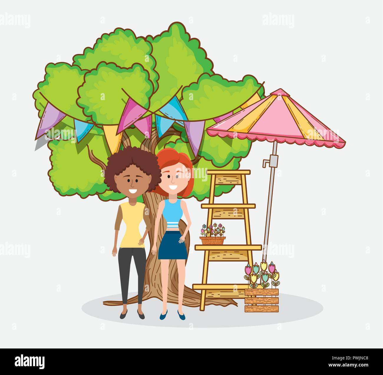 friends enjoying nature Stock Vector Image & Art - Alamy