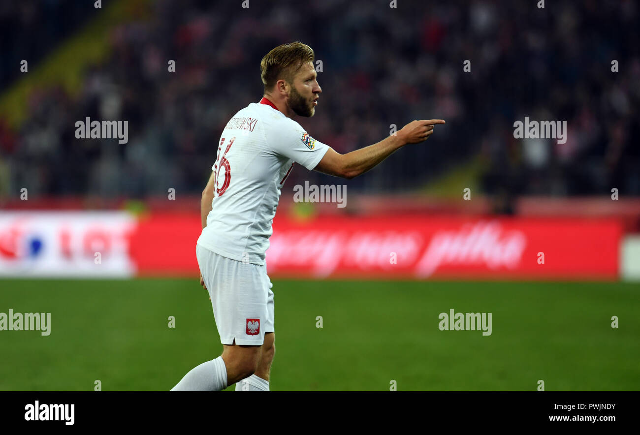CHORZOW, POLAND - OCTOBER 11, 2018: UEFA Nations League Poland and Portugal o/p: Jakub Blaszczykowski (Poland) celebrates his goal Stock Photo