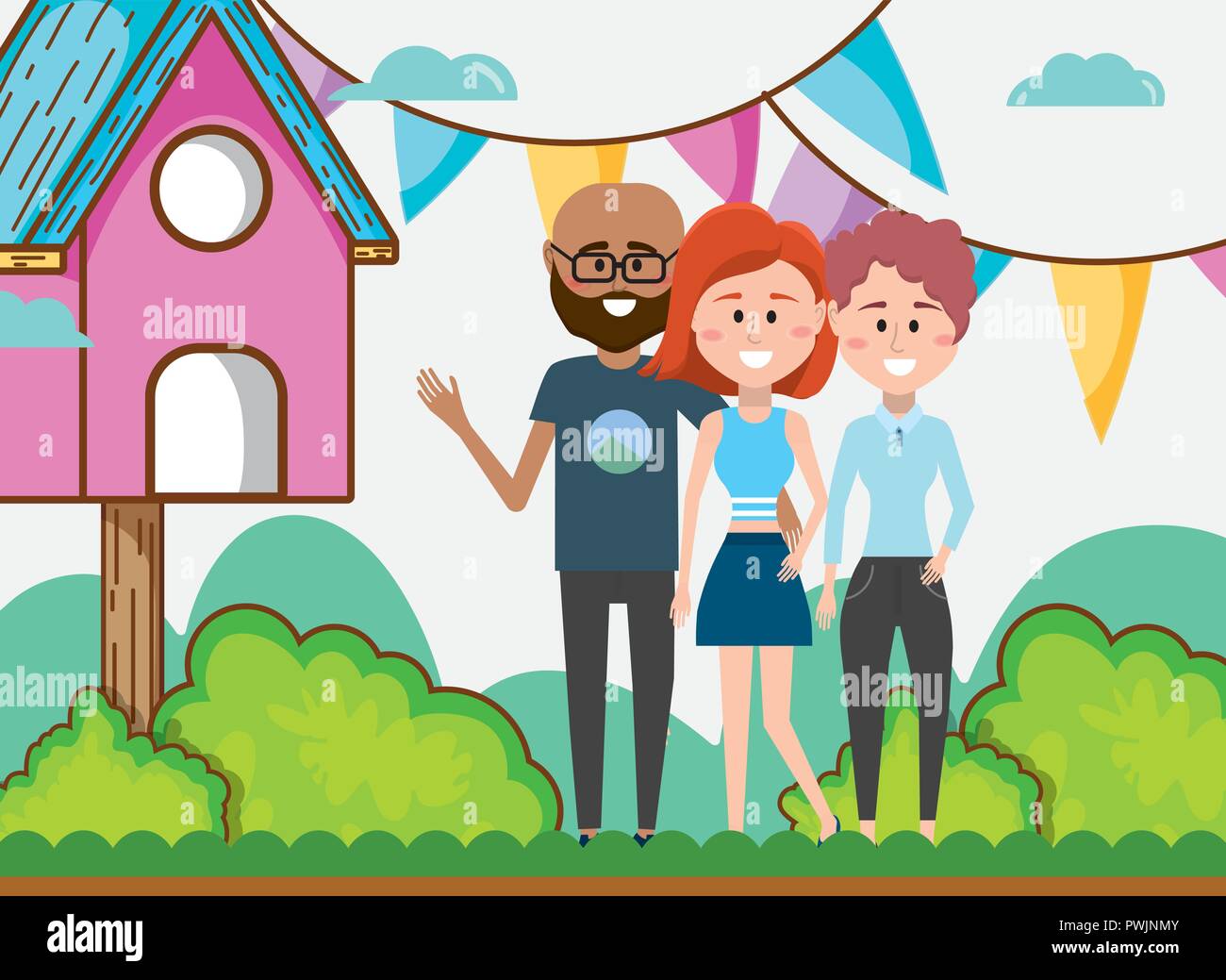 friends together in nature Stock Vector Image & Art - Alamy