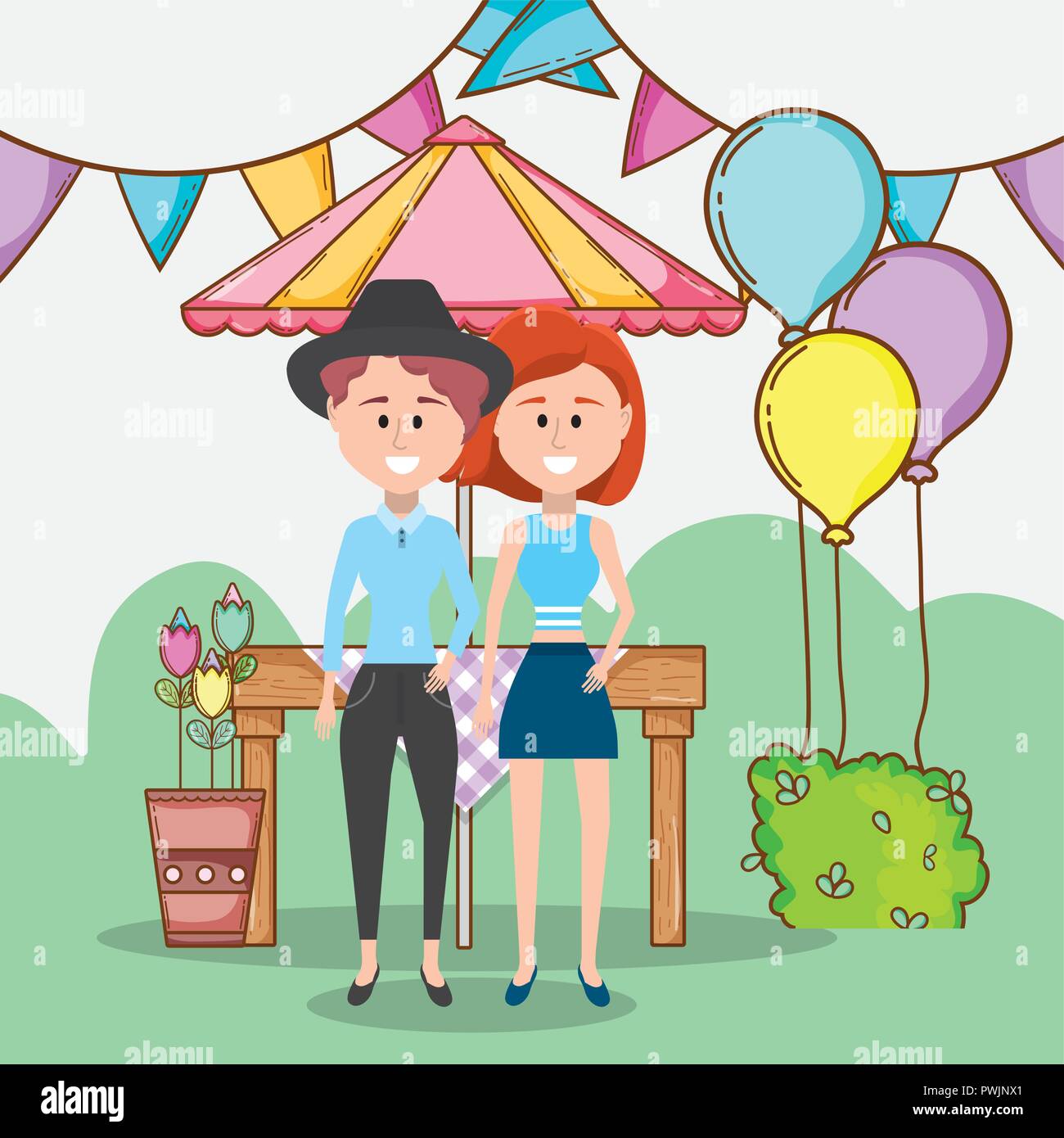 young couple in nature Stock Vector Image & Art - Alamy
