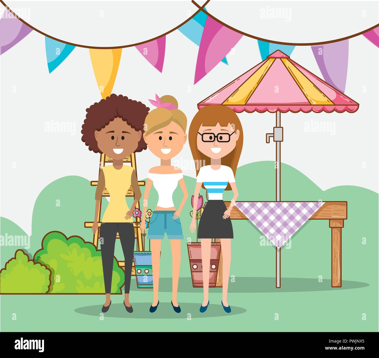 friends together in nature Stock Vector Image & Art - Alamy