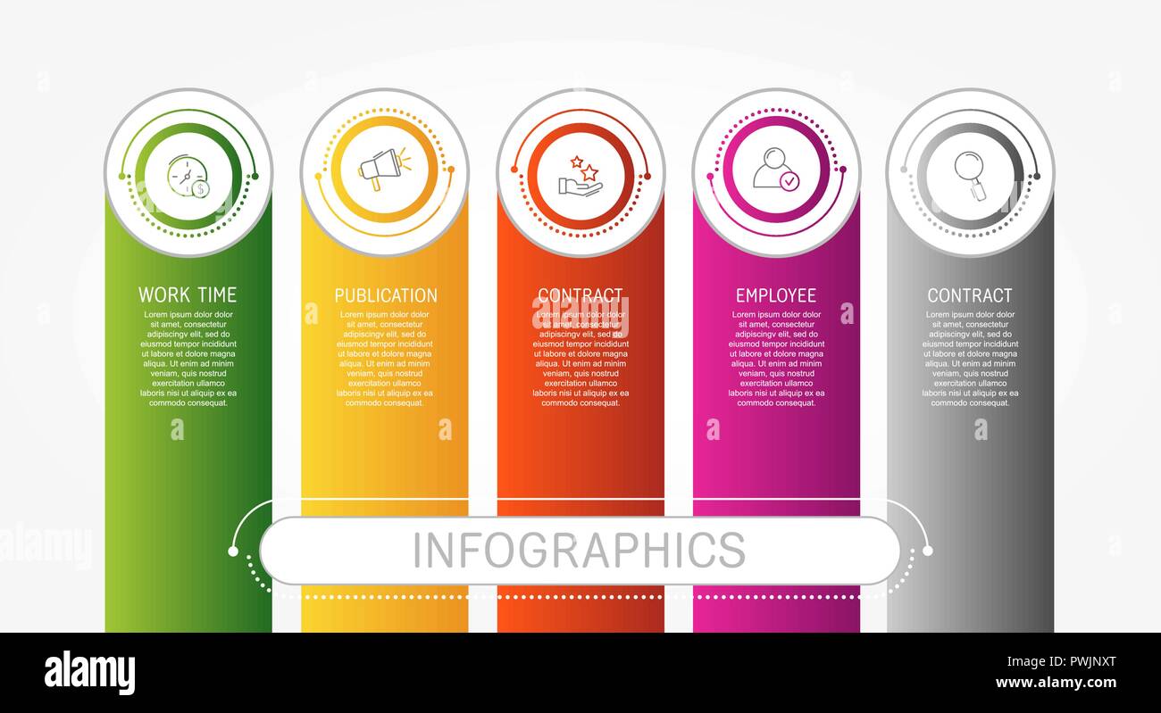 Modern 3D vector illustration. Template infographics with five elements ...