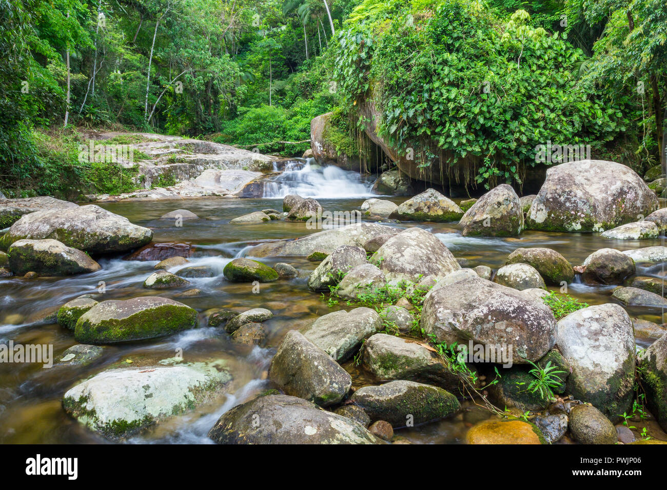Small river near Paraty and Tobogã waterfall, Paraty, Brazil, South America Stock Photo