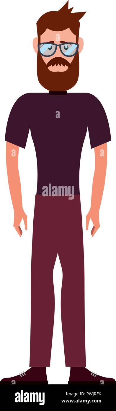 hipster man character on white background vector illustration Stock ...