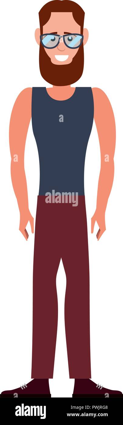 hipster man character on white background vector illustration Stock ...