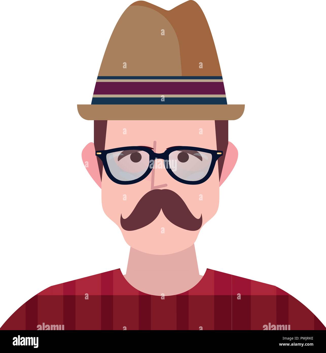 hipster man portrait with hat vector illustration Stock Vector Image ...