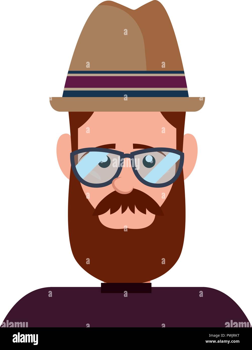 hipster man portrait with hat vector illustration Stock Vector Image ...