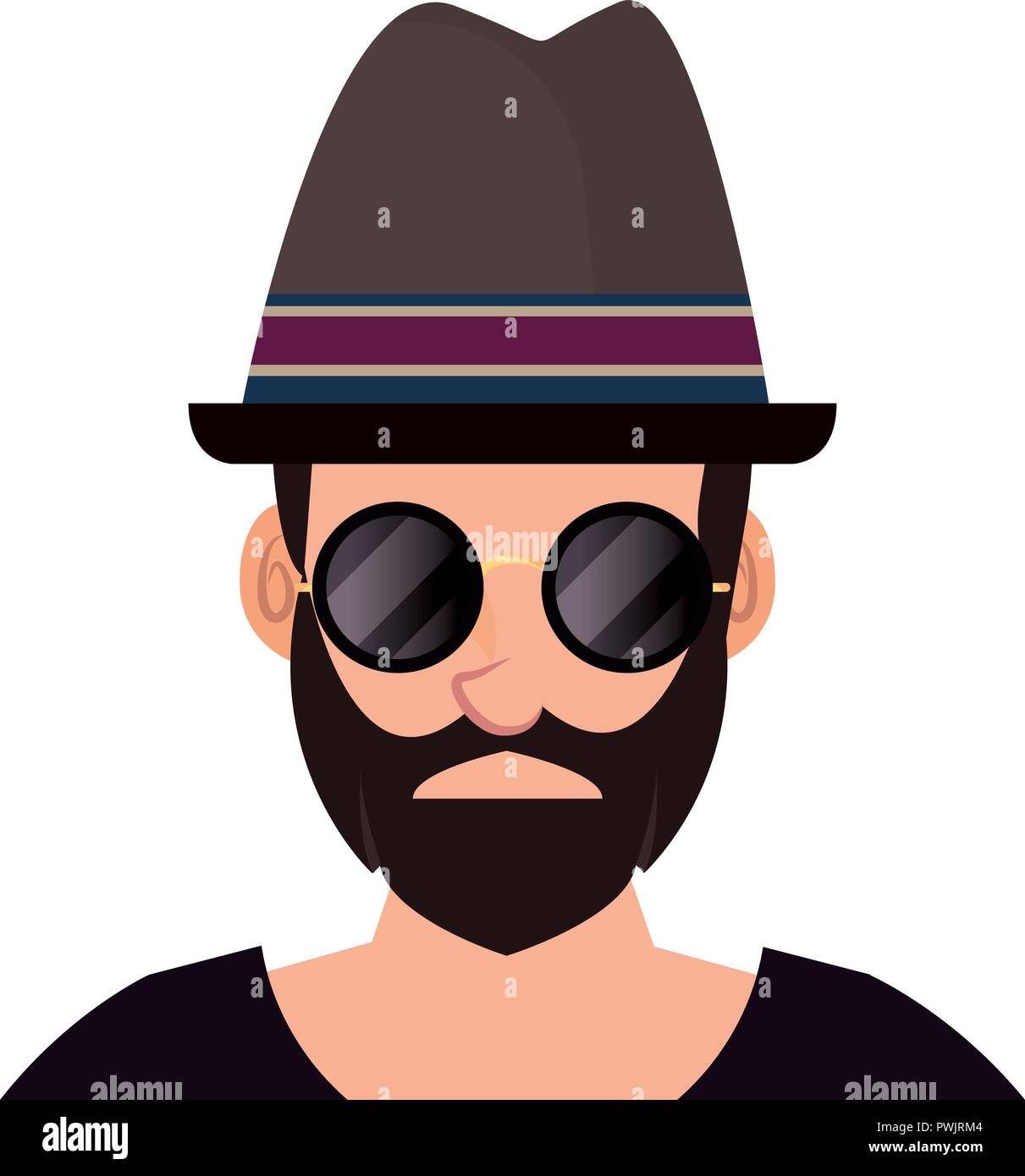 hipster man portrait with hat vector illustration Stock Vector Image ...