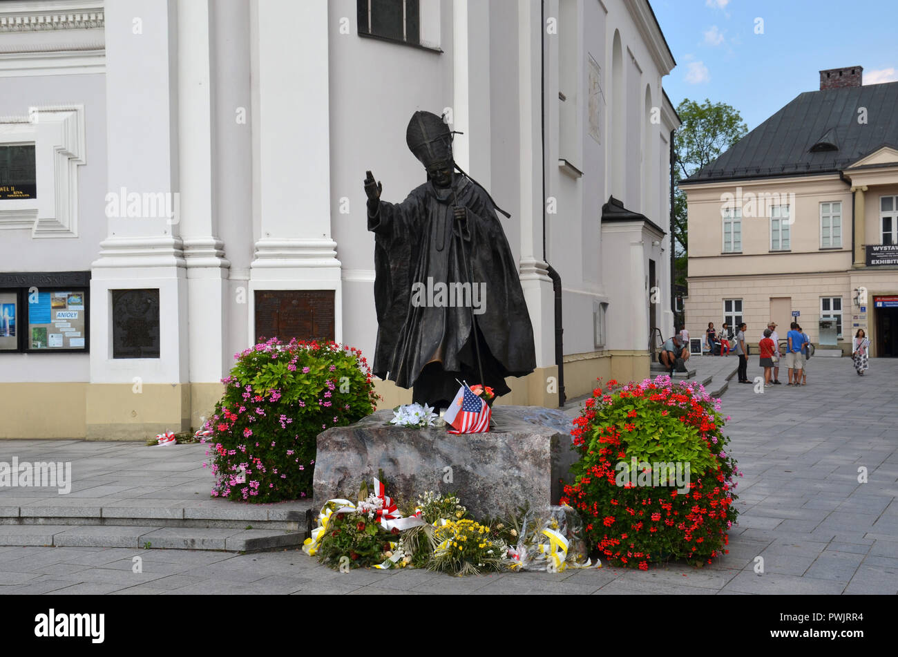 Wadowice, Poland - August 9, 2018: Statue of Pope John Paul the 2nd in city where he was born. Stock Photo