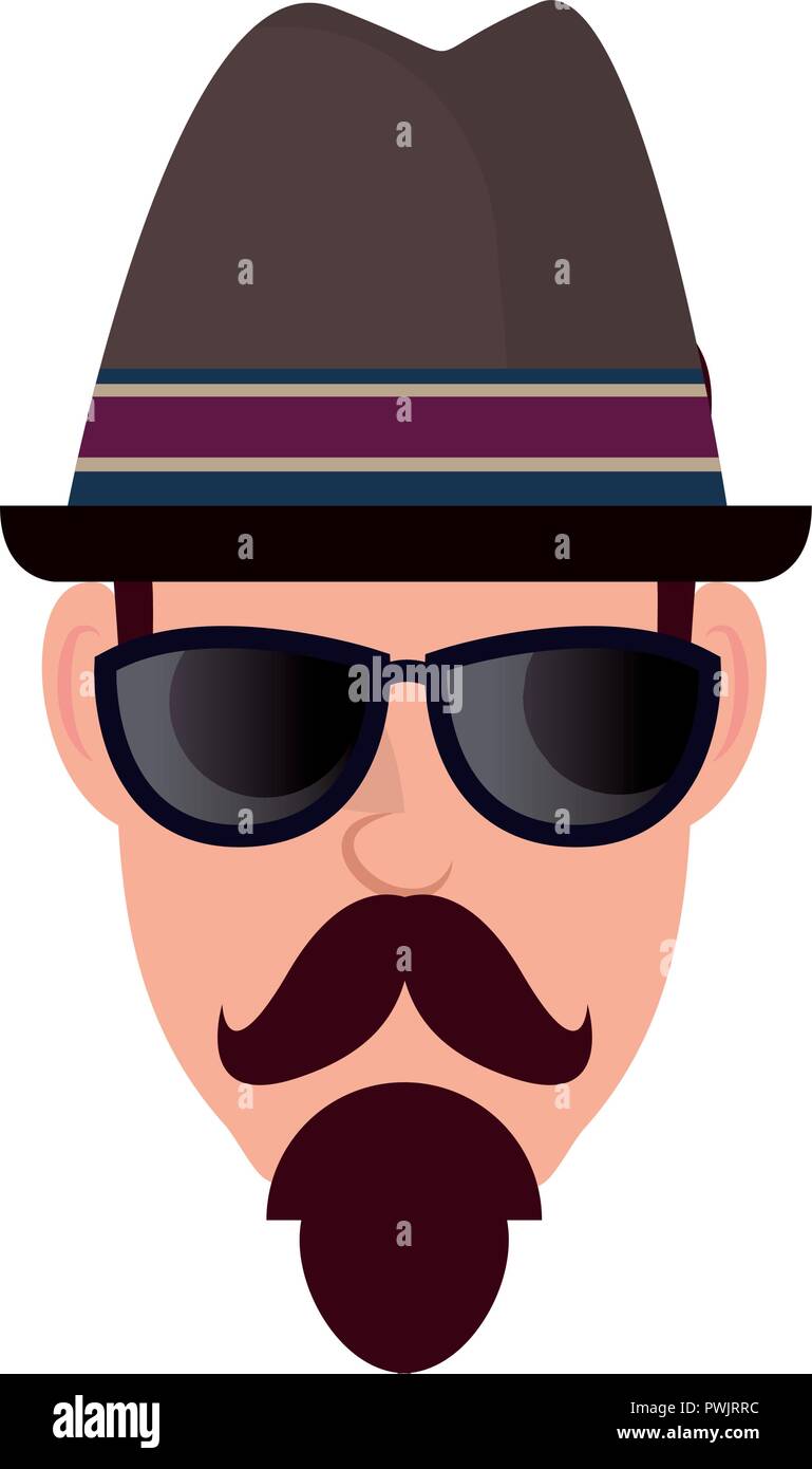 hipster face man on white background vector illustration Stock Vector ...